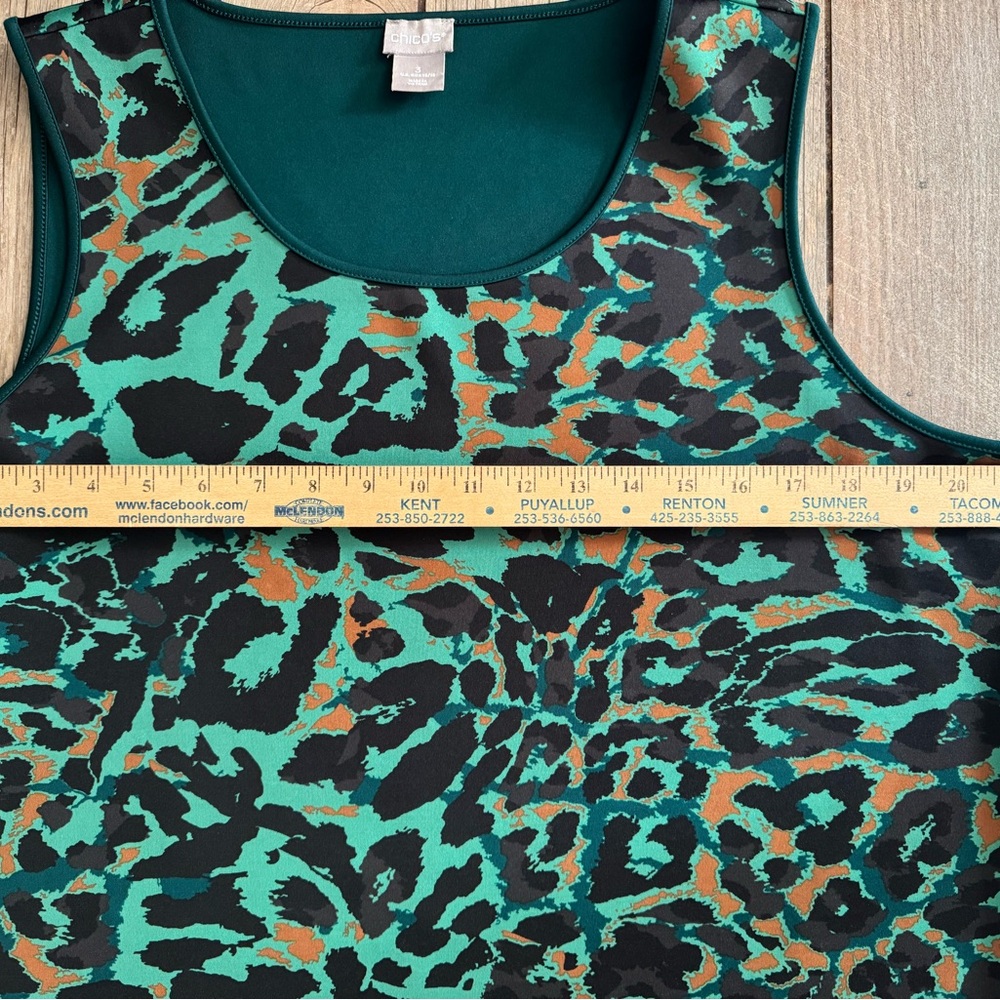 Chico’s | green animal print sleeveless‎ hi-low midi - Picture 2 of 7